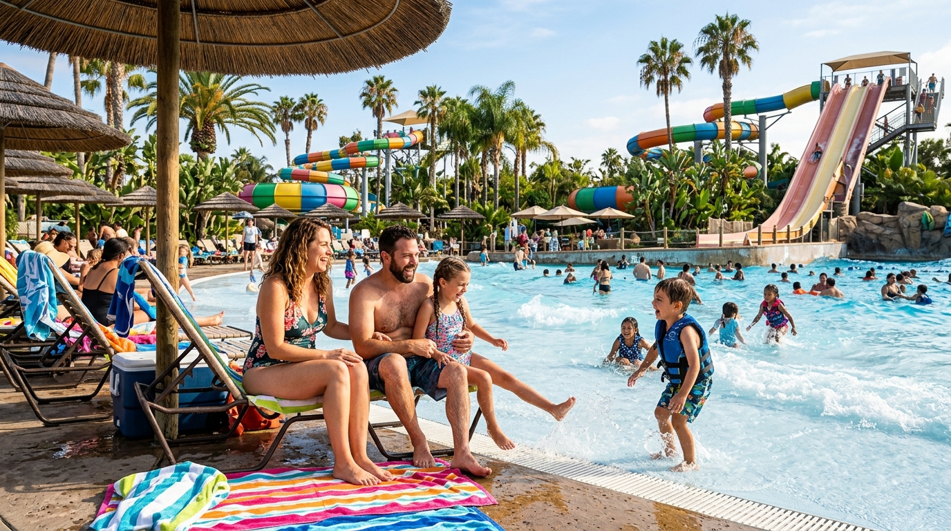 Family cooling off at a Buena Park waterpark