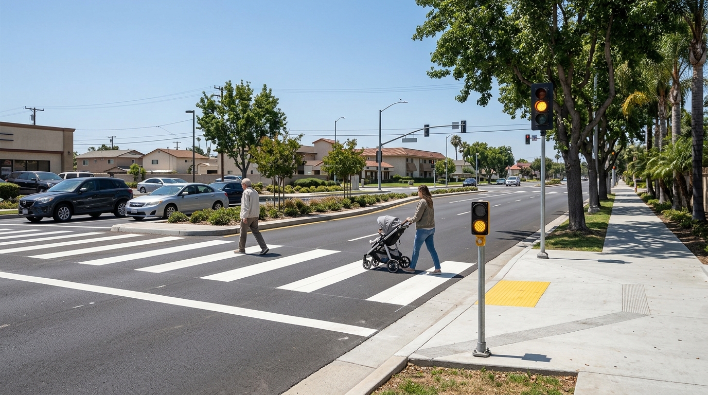 Accessible crosswalk curb ramp and pedestrian safety improvements in Buena Park