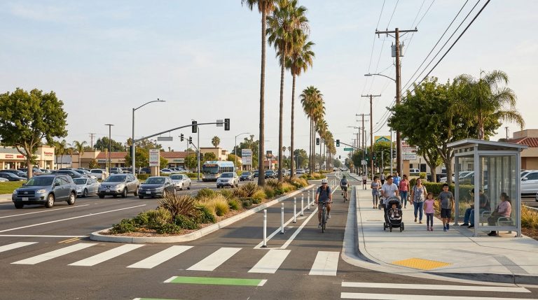 Buena Park Complete Streets Project 2026 with bike lanes crosswalks and pedestrian improvements